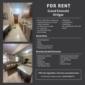For Rent Condo 1 Bedroom Grand Emerald Ortigas on Carousell