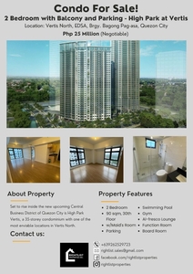 High Park at Vertis North 2 Bedroom For Sale Quezon City Ayala Land Project on Carousell