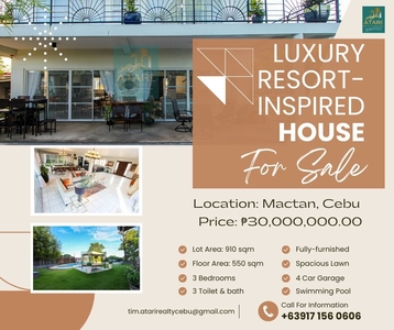 Luxury Resort-Inspired 3 Bedroom house for Sale in Mactan