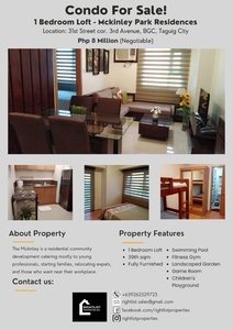 Mckinley Park Residences 1 Bedroom Condo For Sale in BGC Taguig on Carousell