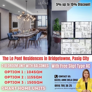 Pre-Selling 2 bedroom condo unit for sale at Le Pont Residences in Pasig Near Arcovia