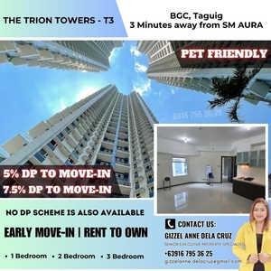 Rent to Own RFO Condo 1 Bedroom & 2 Bedroom Condo units for sale at Trion Towers located in Mckinley Parkway BGC Taguig Near SM Aura on Carousell