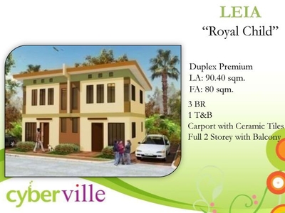 3BR House for Sale, Leia Duplex at Cyberville in Santiago, General Trias