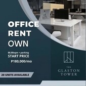 LEASE TO OWN OFFICE AT GLASTON TOWER ALONG C5 AND ORTIGAS AVENUE