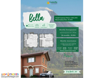 cAMELLA LEGAZPI - BELLA HOUSE & LOT FOR SALE