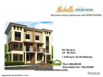 3 Storey, 4 Bdrm Mabelle Townhouse, Lancaster New City, Cavite Ho
