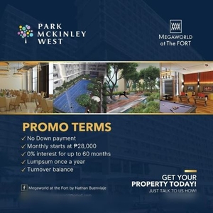 Well fitted 2 bedroom at Park Mckinley West BGC