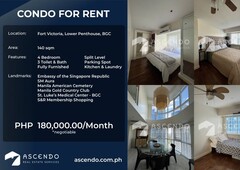 Fully Furnished 4 BR Condo for Rent in Fort Victoria, BGC