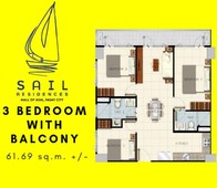 3BR with Balcony Condo in Mall of Asia Pasay near Airport