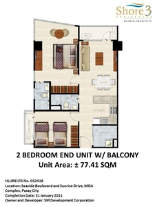 Mall of Asia Condominium 1 bedroom with balcony for Sale in Pasay