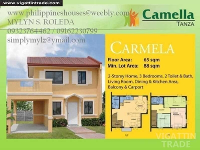 3 Br Carmela HOUSE AND LOT IN CAVITE CAMELLA HOMES at low dp