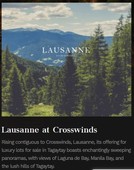 Pre-selling Lots - Terraces of Lausanne in Crosswinds (363sqm)
