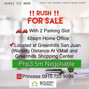 Commercial Space at Greenhills San Juan with 2 Parking Slots Inclusive