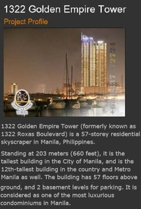 1322 GOLDEN EMPIRE TOWER- Manila For Sale Philippines