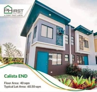 For Sale 2 Bedroom House and Lot in Phirst Park Homes Calista End Unit- Batangas