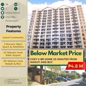 For sale 2 BR Condominium 20 mins from Makati & BGC.