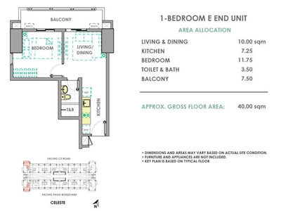 Prisma Residences 1-Bedroom 40sqm Corner Unit 28th floor w/ Parking for sale