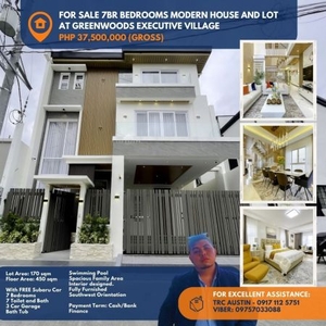 For Sale 7 Bedrooms House And Lot W/ Free Car At Greenwoods Executive Village