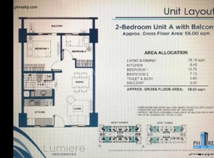 2 BR Condo for RESALE in Lumiere Residences