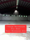 Warehouse For Rent near Mindanao Avenue Quezon City