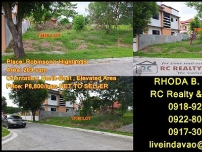 FOR SALE:Lots in Robinson`s High For Sale Philippines