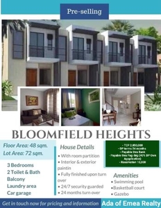 For Sale 3 Bedroom Townhouse at Bloomfield Heights in Antipolo