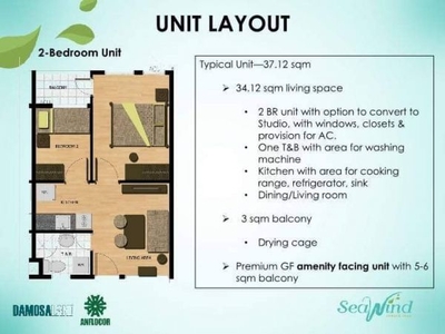 Seawind Condominium Davao - 2 Bedroom Unit Fully Furnished