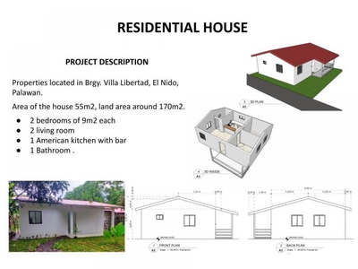 2 Bedrooms House and lot for sale in Villa Libertad, El Nido, Palawan