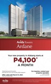 AVIDA TOWERS ARDANE | INVESTMENT STARTS AT 4.1K PER MONTH!