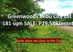 Greenwoods Cebu City Lot for sale 181 sqm P29,588 per month