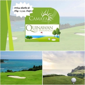 Beach, golf course and mountain view in camaya coast bataan