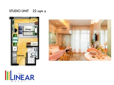 For Sale 34.55 sqm Studio Unit with Parking lot in The Linear, Makati city
