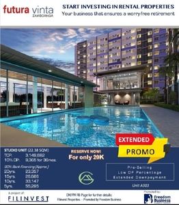 For Sale: Studio Type Condominium Unit at Futura Vinta in Zamboanga del Sur