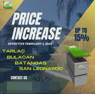 Price Increase Upto 15% In Batangas, Tarlac, Bulacan & San Leonardo Lot for sale
