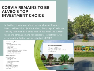 Prime residential lot for sale in Corvia at Alviera, Porac, Pampanga