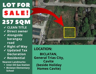 Residential Lot along Barangay Road in Biclatan, General Trias City, Cavite