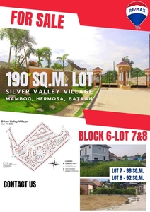 Residential Lot for Sale in Silver Valley Village, Mambog, Hermosa Bataan