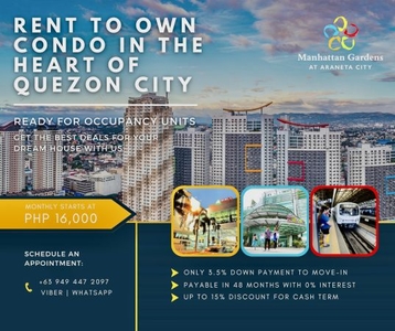 Studio Unit with Balcony Rent To Own Condo in Araneta City, Quezon City