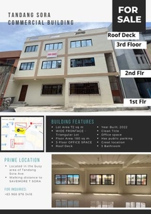 T SORA QC 3-Storey Commercial Building with Roof Deck