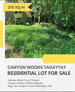 Tagaytay City Lot for Sale at Canyon Woods Residential Resort