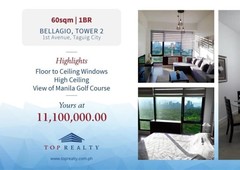 60 sqm at Bellagio Tower 2 One Bedroom 1BR Condo for Sale at 1st Avenue Taguig City
