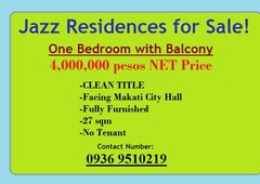 Jazz Residences (1BR with Balcony) for Sale!