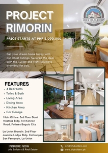 Project Rimorin Two Storey High End Modern Customize Pre selling house and lots package for Sale in Gulf View Suello Village Baguio City