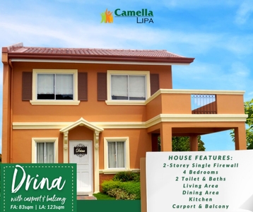 4 Bedroom 83sqm RFO House and Lot For Sale in Lipa, Batangas
