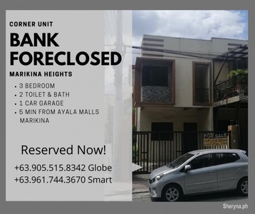 Bank Foreclosed for sale 3 BEdroom with parking in Marikina
