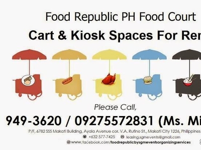 Commercial Spaces for Rent for Food Cart, Kiosk, Stall & Bazaar