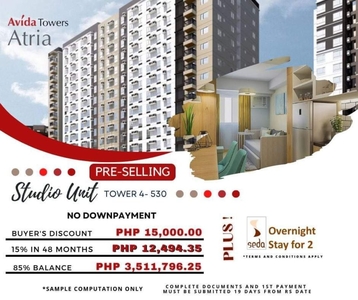 For Sale Preselling Units at Avida Towers Atria Studio Unit in Iloilo City