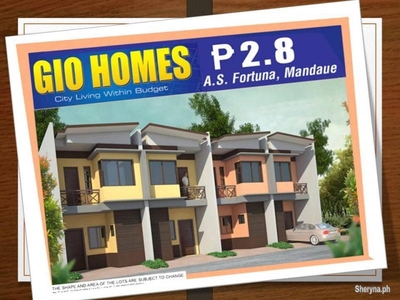 Gio Homes A. S. Fortuna, Mandaue City, Cebu House Details: Townho