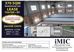 370 SQM Warehouse Space for Lease in Cavite