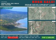 Prime Development Land in Panglao Island ? Bohol Only 1 km (0.60 miles) from the beach